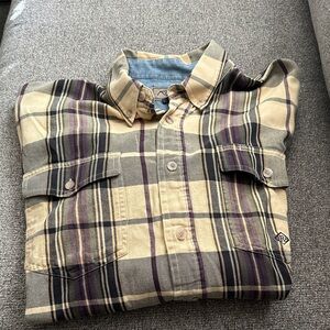 Roper Tan and Purple Plaid Button Down long sleeve Shirt